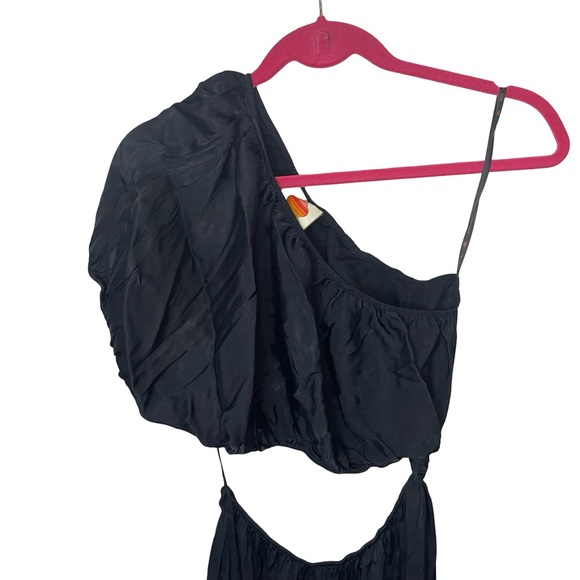 Farm Rio Black One Shoulder Cutout Maxi Dress NWOT Elegant Event Wedding  Small - Picture 4 of 12